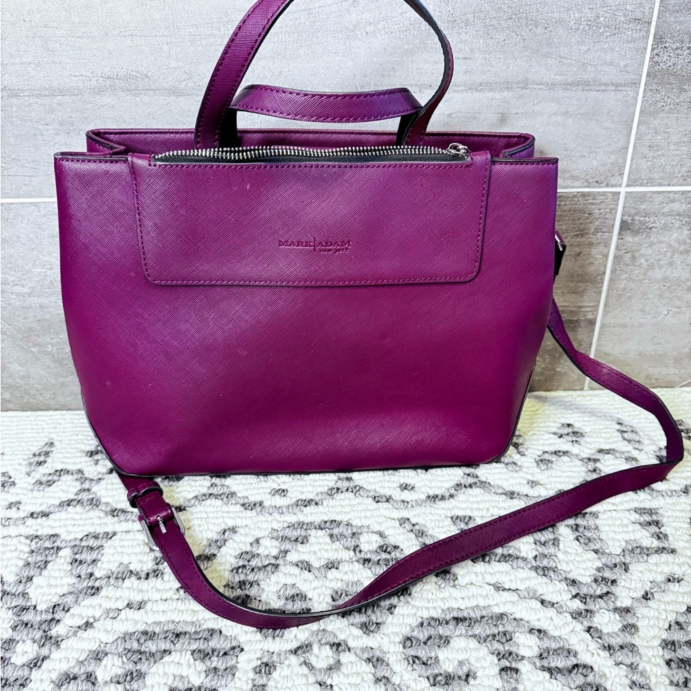 Plum Saffiano Zip Wallet